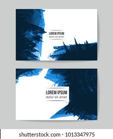 Set of vector business card templates with brush stroke background.
