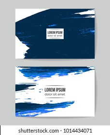 Set of vector business card templates with brush stroke background.