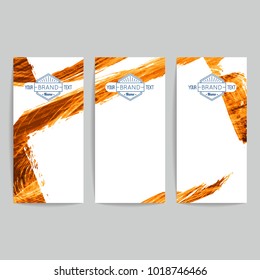 Set of vector business card templates with brush stroke background.