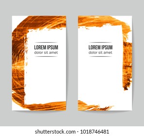 Set of vector business card templates with brush stroke background.