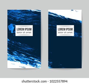 Set of vector business card templates with brush stroke background.