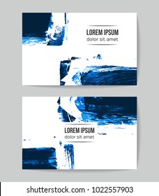 Set of vector business card templates with brush stroke background.