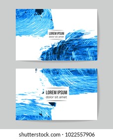 Set of vector business card templates with brush stroke background.