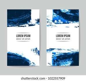 Set of vector business card templates with brush stroke background.