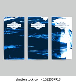 Set of vector business card templates with brush stroke background.