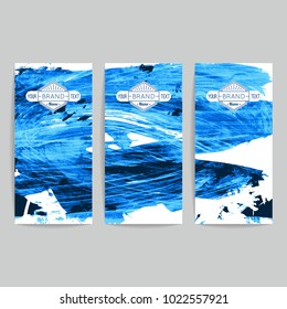 Set of vector business card templates with brush stroke background.