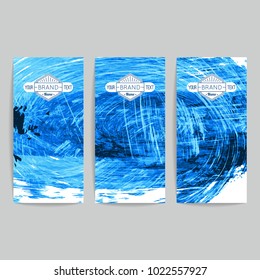 Set of vector business card templates with brush stroke background.