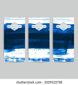 Set of vector business card templates with brush stroke background.