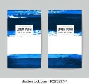 Set of vector business card templates with brush stroke background.