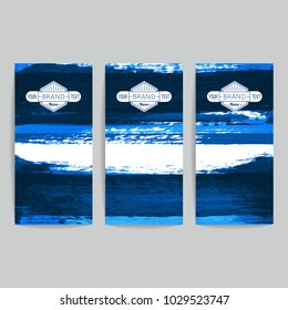 Set of vector business card templates with brush stroke background.