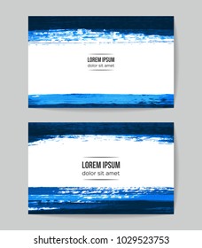 Set of vector business card templates with brush stroke background.