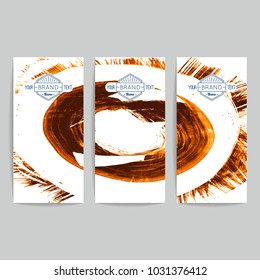 Set of vector business card templates with brush stroke background.