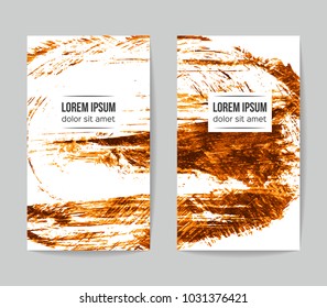 Set of vector business card templates with brush stroke background.