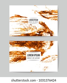 Set of vector business card templates with brush stroke background.