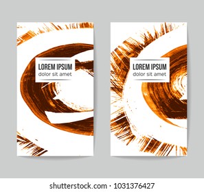 Set of vector business card templates with brush stroke background.