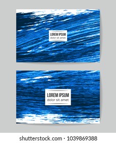 Set of vector business card templates with brush stroke background.