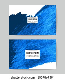 Set of vector business card templates with brush stroke background.