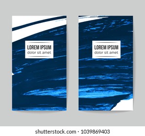 Set of vector business card templates with brush stroke background.