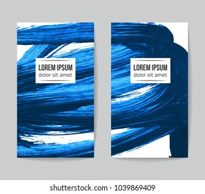 Set of vector business card templates with brush stroke background.