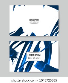 Set of vector business card templates with brush stroke background.