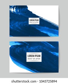 Set of vector business card templates with brush stroke background.