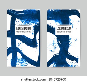 Set of vector business card templates with brush stroke background.