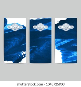 Set of vector business card templates with brush stroke background.