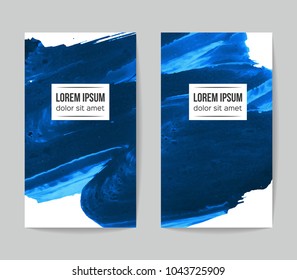 Set of vector business card templates with brush stroke background.