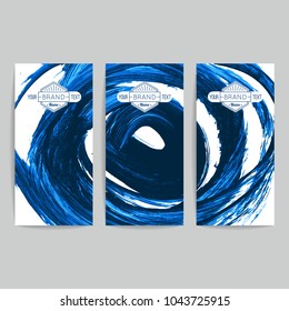 Set of vector business card templates with brush stroke background.