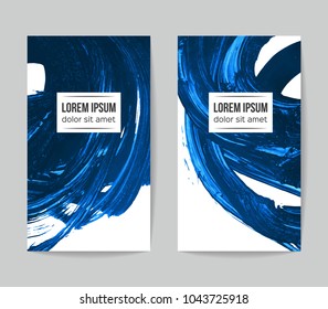 Set of vector business card templates with brush stroke background.