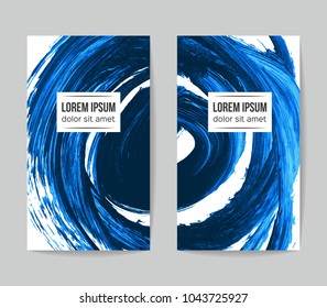 Set of vector business card templates with brush stroke background.