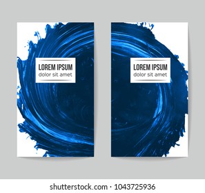 Set of vector business card templates with brush stroke background.