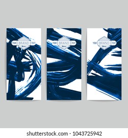 Set of vector business card templates with brush stroke background.