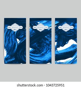 Set of vector business card templates with brush stroke background.