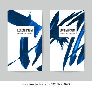Set of vector business card templates with brush stroke background.