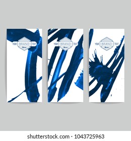 Set of vector business card templates with brush stroke background.