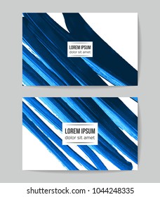 Set of vector business card templates with brush stroke background.