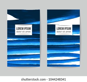 Set of vector business card templates with brush stroke background.