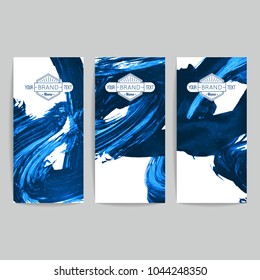 Set of vector business card templates with brush stroke background.