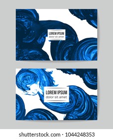 Set of vector business card templates with brush stroke background.