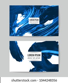 Set of vector business card templates with brush stroke background.