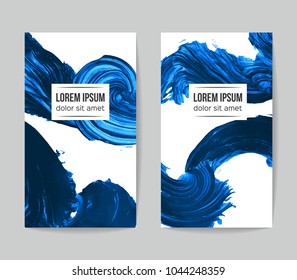 Set of vector business card templates with brush stroke background.