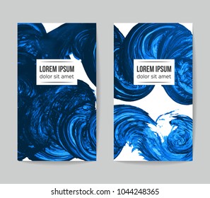 Set of vector business card templates with brush stroke background.