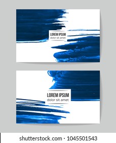 Set of vector business card templates with brush stroke background.