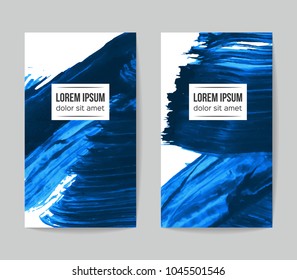 Set of vector business card templates with brush stroke background.