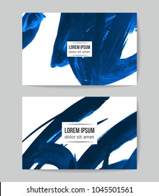 Set of vector business card templates with brush stroke background.