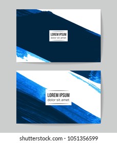 Set of vector business card templates with brush stroke background.