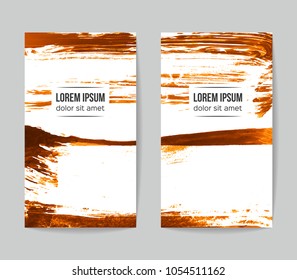 Set of vector business card templates with brush stroke background.