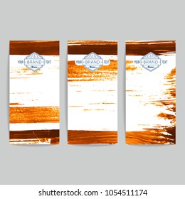 Set of vector business card templates with brush stroke background.