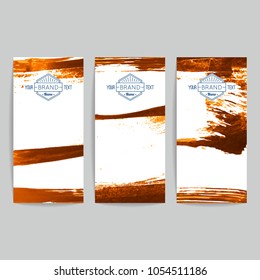 Set of vector business card templates with brush stroke background.